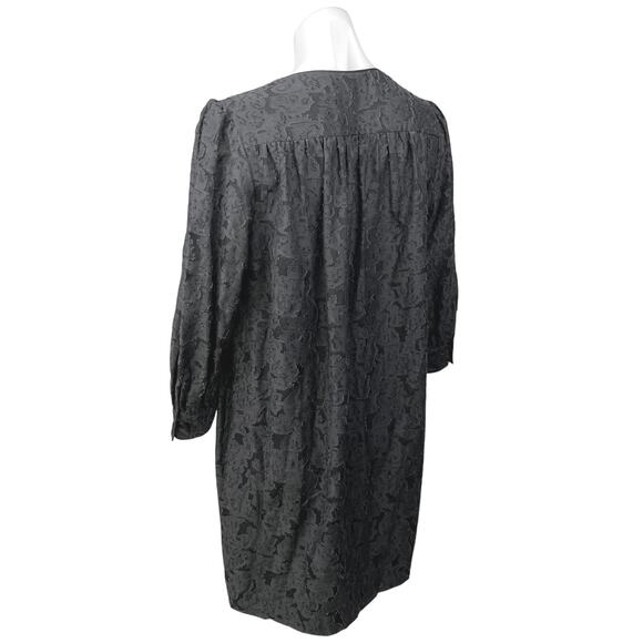 Elizabeth and James Heidi Gray Silk Long Sleeve V Neck Mini Shift Dress Size 0 - Picture 2 of 5